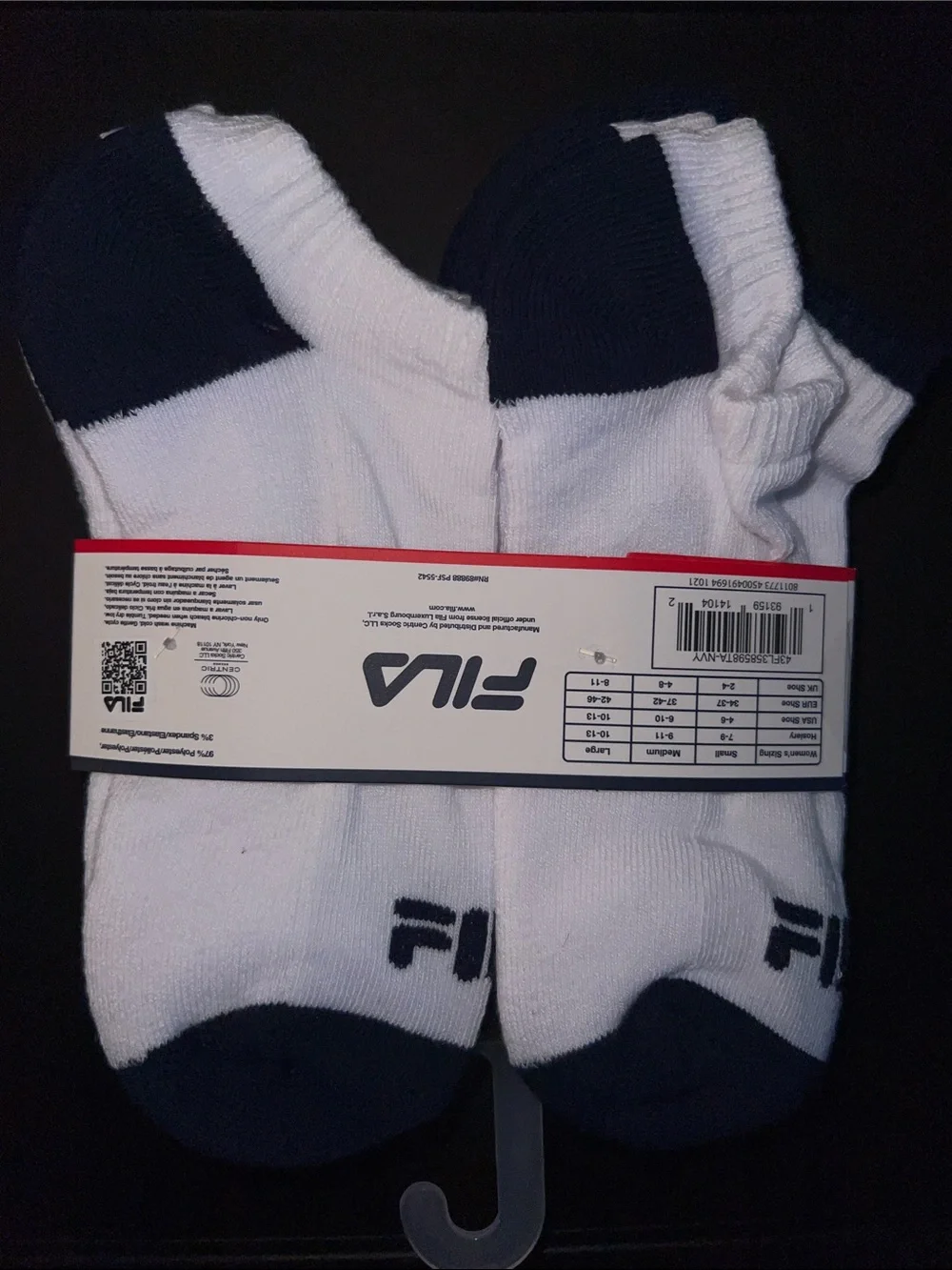 Fila No Show Socks, Navy/Grey/White, Size: 6-10 (2 packs)